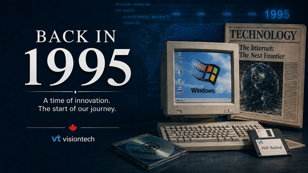 Back in 1995 — a time of innovation and the start of the Visiontech journey. Proudly Canadian since day one.